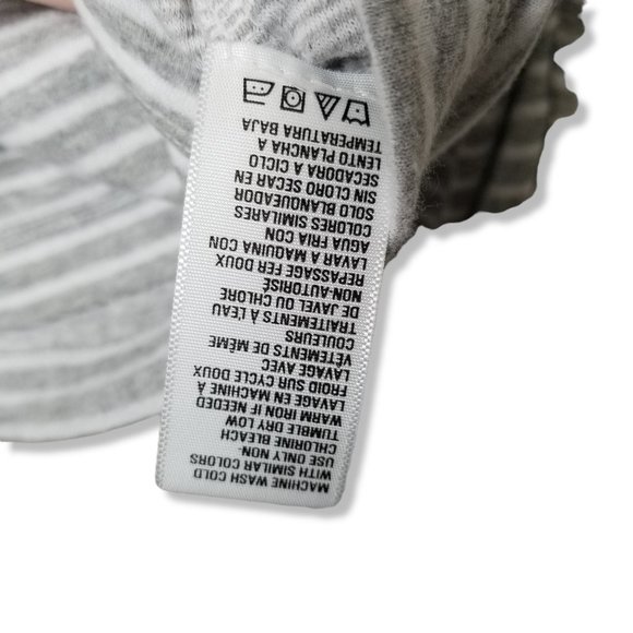 Standard James Perse Size 1 Small Grey White Striped Cowl Neck Sweater Top - Picture 6 of 7